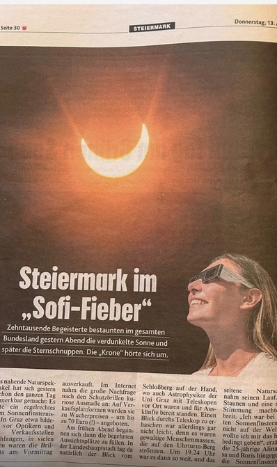 Originaler Printbericht über das Sonnenfinsternis-Fieber 2026.